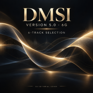 DMSI version 5.0 (6G), six-track selection; black and gold SQ editorial cover.