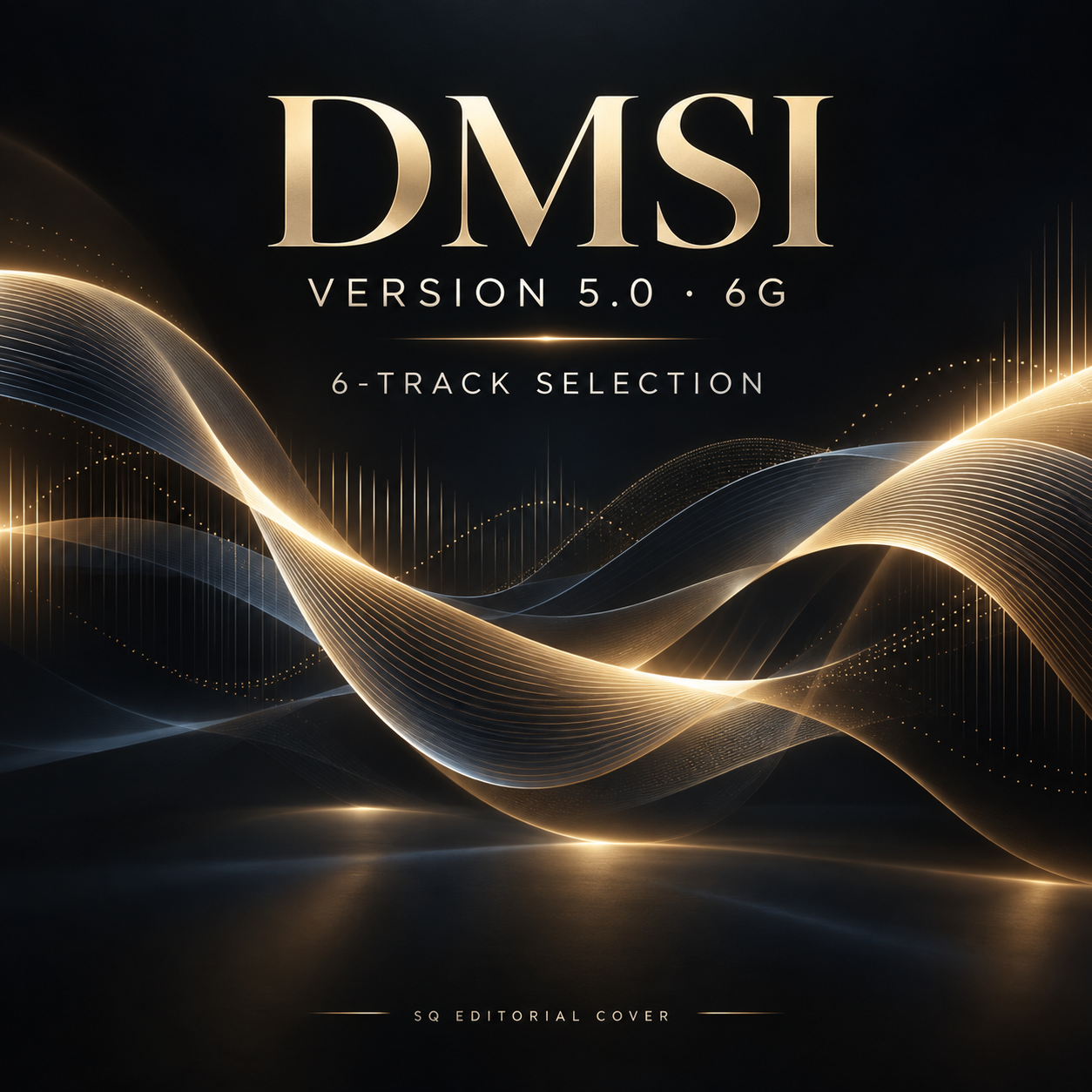 DMSI version 5.0 (6G), six-track selection; black and gold SQ editorial cover.