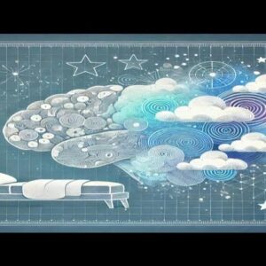 The Blueprint of Sleeping — illustration of a sleeping space and a cloud-shaped brain