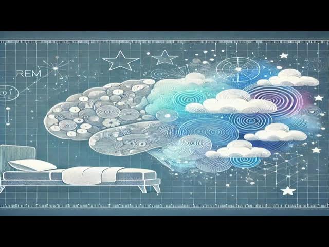 The Blueprint of Sleeping — illustration of a sleeping space and a cloud-shaped brain