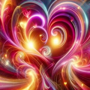 The Power of Love — abstract multicolored heart illustration